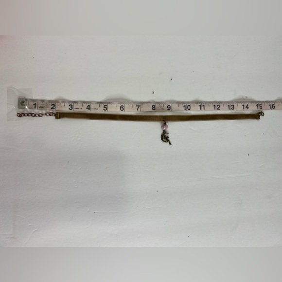 Choker necklace fairy moon pink stone marble necklace velvet tan copper cute - Picture 10 of 11